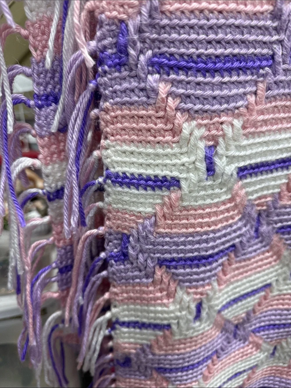 Pastel Pink & Lavender Knit Throw Blanket by